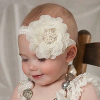 baby girl headbands 2020 new pearl hairbands floral wedding party kids lace soft headwear elastic hair accessories baptism gifts