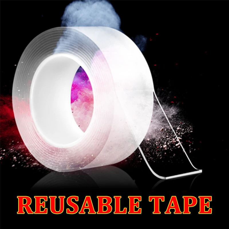 

3M/5M Nano Transparent Tape Double-Sided Adhesive Strong Sticky Washable Super two sided Face tape Reusable gekkotape