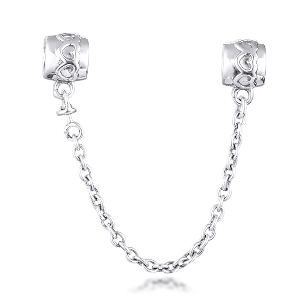 

QANDOCCI серебро 925 ювелирные изделия 2020 Ограниченная серия сердца безопасная цепь Шарм Подходит оригинальный браслет из стерлингового серебр...