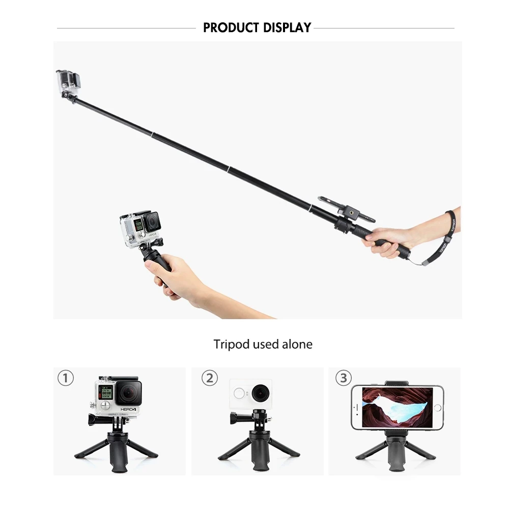Vamson для Gopro Hero 7 6 5 штатив монопод Регулируемая селфи палка для телефона для GoPro аксессуары для Xiaomi Yi SJCAM VP422