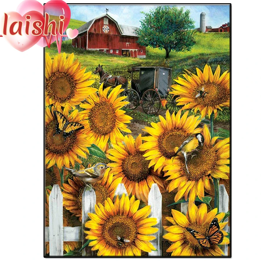 

Набор для алмазной вышивки «подсолнухи», набор «сделай сам» с фермерским ландшафтом, полная мозаика, для домашнего декора