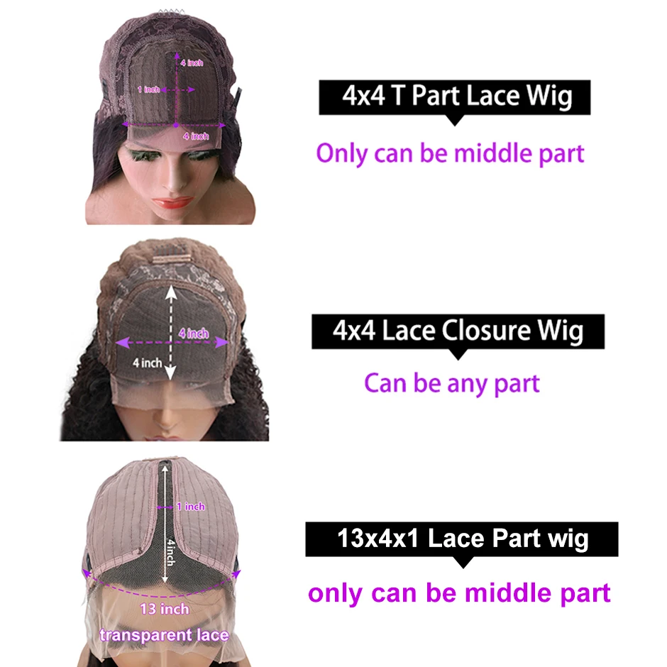 

RESHINE 13x4 Curly Lace Frontal Wigs 180% 4x4 Lace Closure Human Hair Wigs Preplucked T Part Water Wave Lace Wigs With Baby Hair