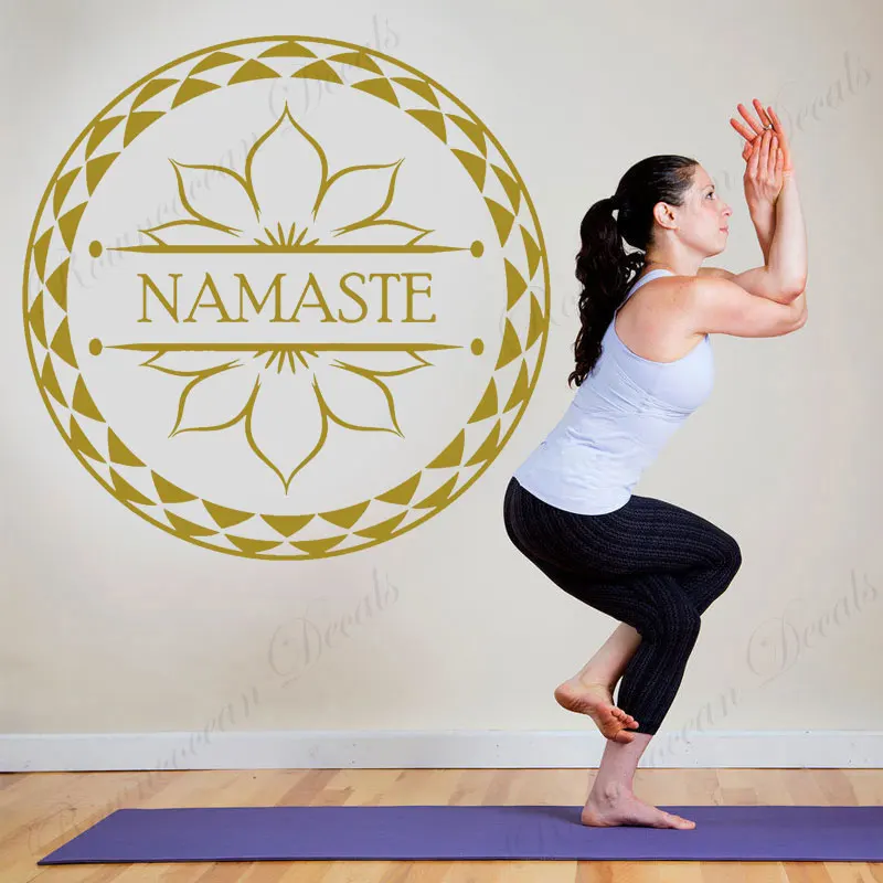 

Large Size Mandala Flower Yoga Wall Vinyl Home Decoration Living Room Bedroom Namaste Yoga Studio Gym Decal Removable Mural S065