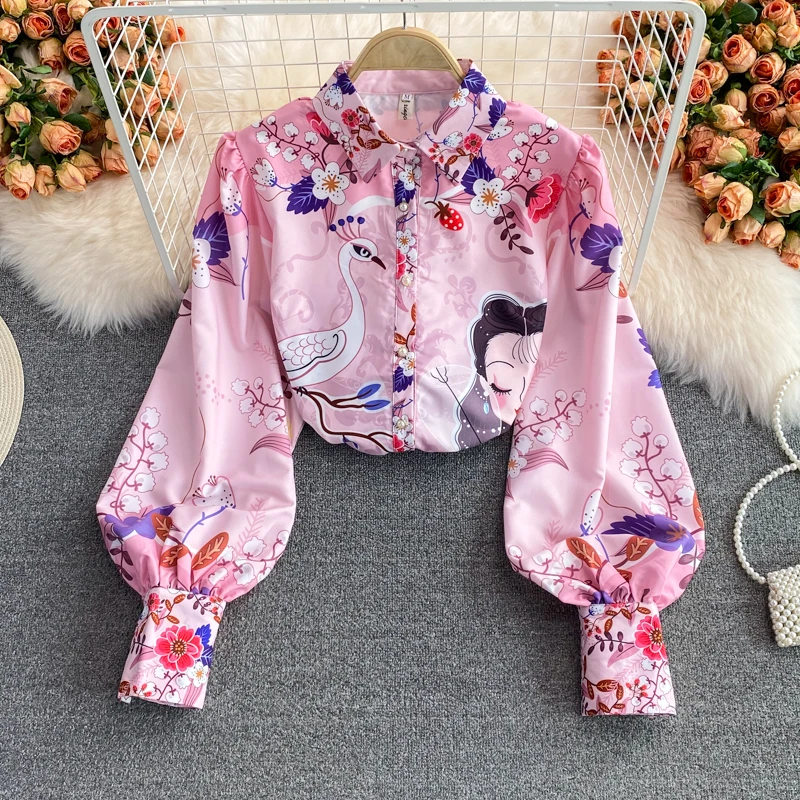 Женская блузка на пуговицах дизайнерская элегантная рубашка с длинным рукавом и