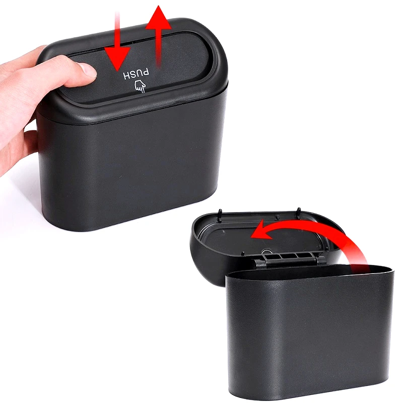 

Car Trash Can Interior Organizer Storage Box Car Garbage Bag Press Sealed Trash Can Auto Storage Bin Accessories