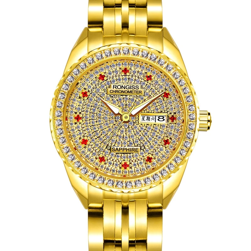 Часы наручные женские с позолоченными стразами люксовые брендовые