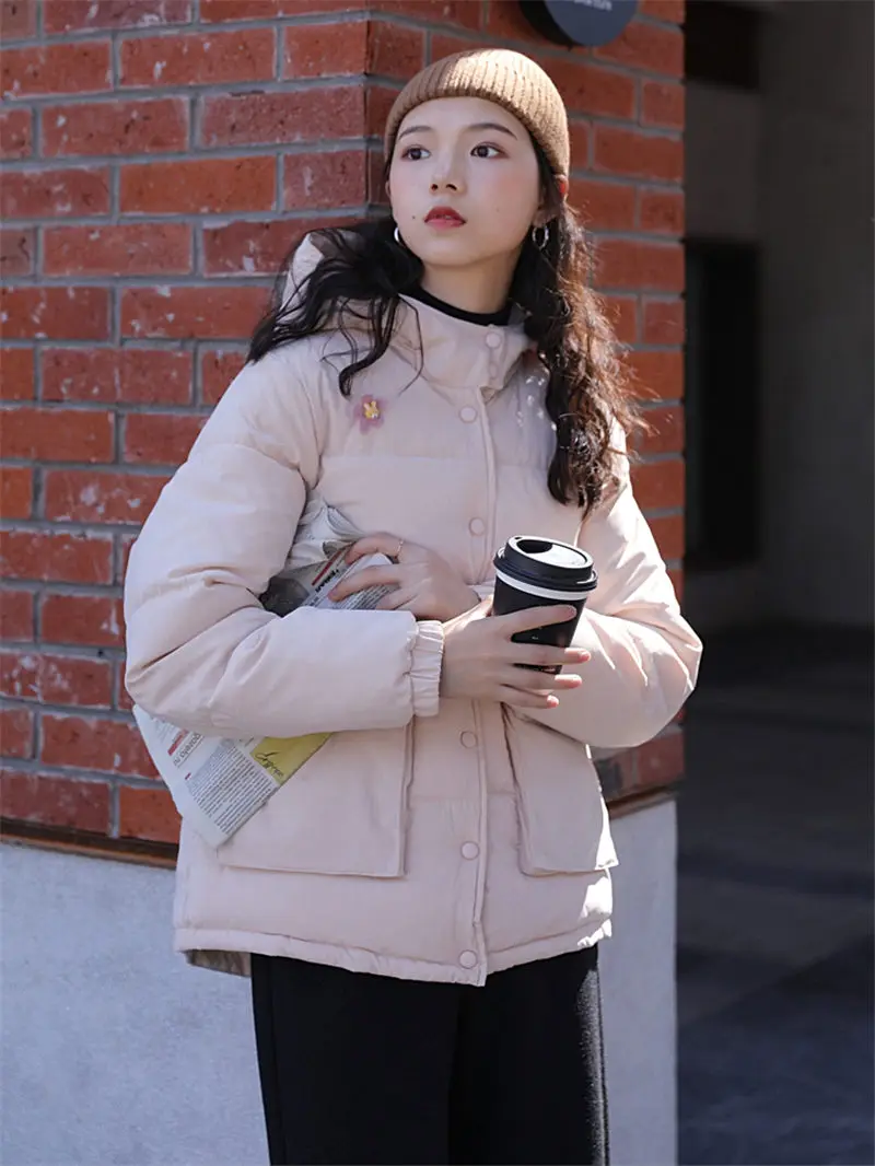 

Cotton Clothing Women Korean Jacket Winter 2019 New Loose Tide Short Coat Students Thickened Hooded Casual Warm Overcoat f2683