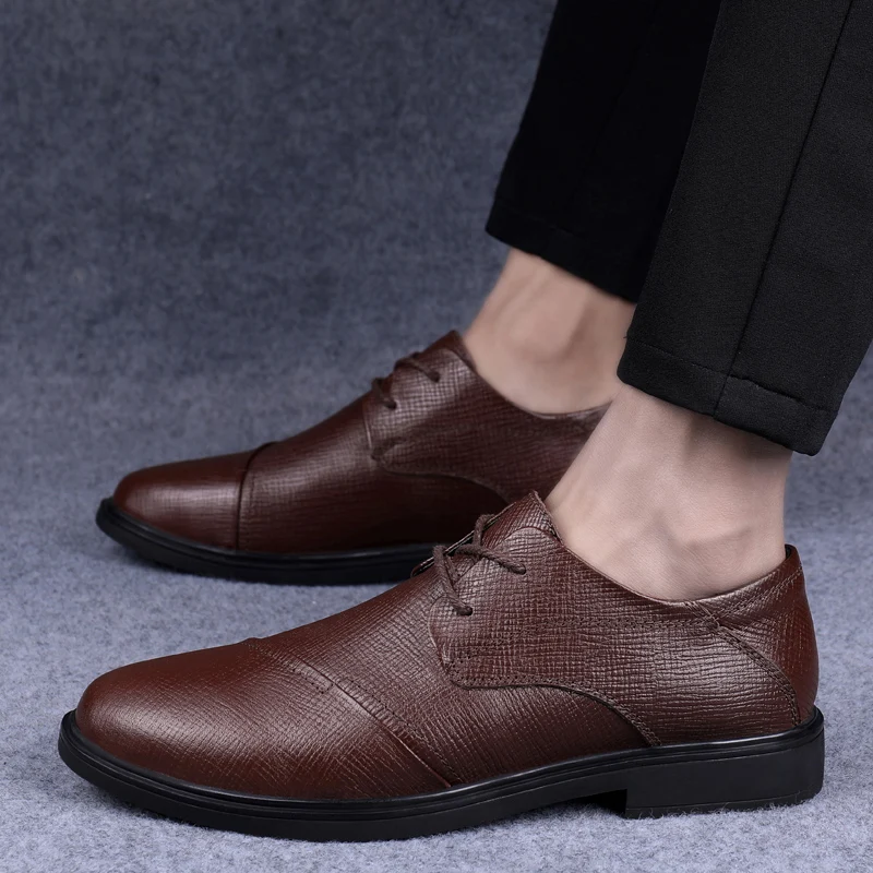 Men Derby Shoes Genuine Leather Man Shoe Black Brown Dress Formal Casual Footwear Handmade 2020 Spring Autumn New Arrival | Обувь