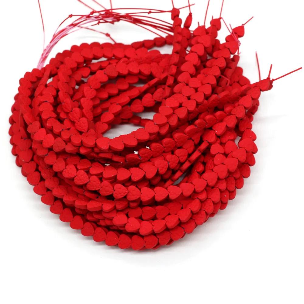 

Natural Stone Beads Heart-shaped Hematite Painting Loose Beads For Jewelry Making DIY Necklace Bracelet Earrings Accessory