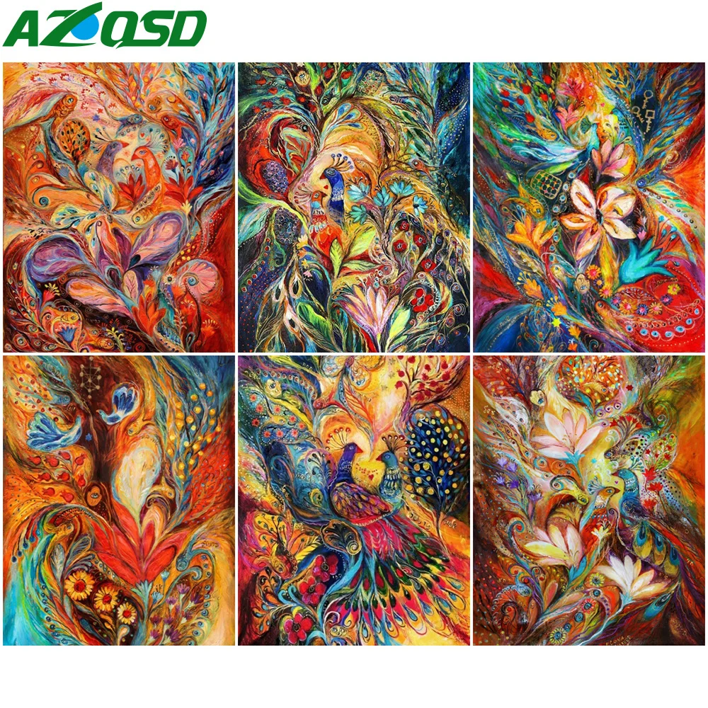 

AZQSD Adult 40x50cm Coloring By Numbers Phoenix Home Decoration DIY Oil Painting By Numbers Canvas Animal Handpainted Gift