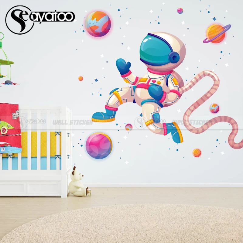 

Solar System Wall Stickers For Kids Universe Space Galaxy Astronomy Sticker Astronaut Planets Decal Kids Room Bedroom Home Decor