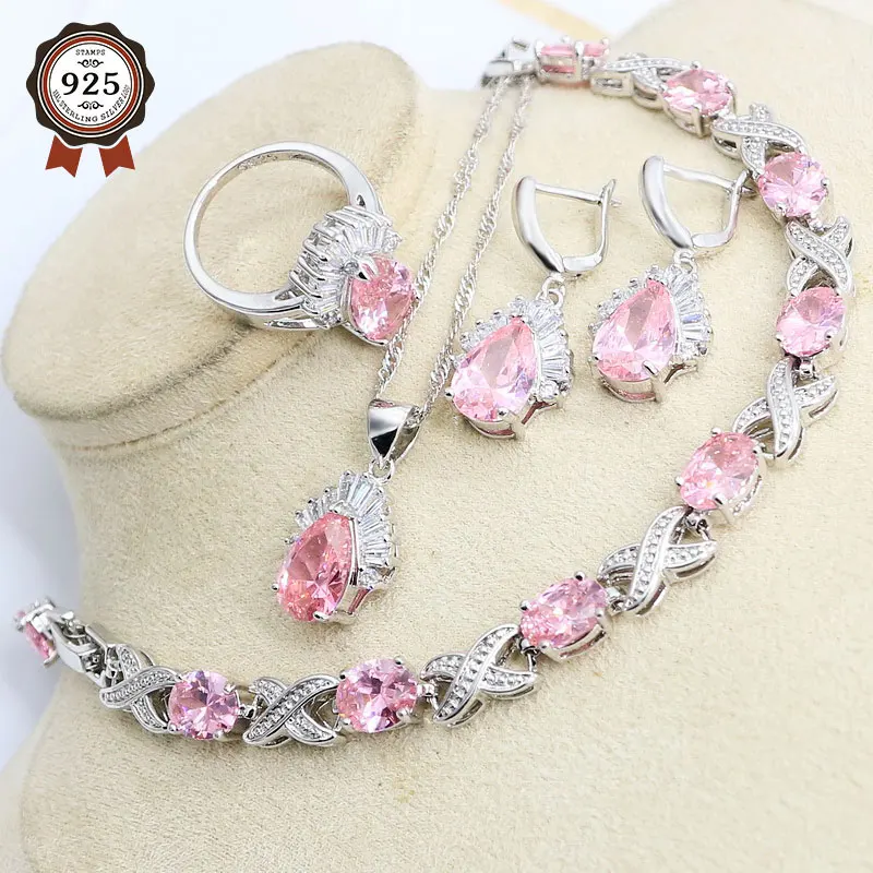 Комплект из колье серёг кольца и браслета серебристого цвета | Украшения