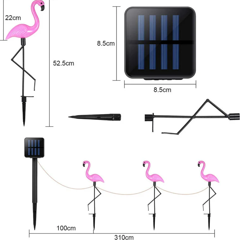 LED Bird Lamp Flamingo Solar Power Light Outdoor Fence Light Courtyard Garden Solar Led Lamp Waterproof Outside Deco Solar Light images - 6