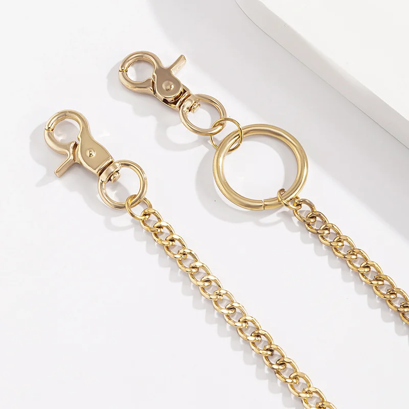 

Single Layer Geometric Circle Jeans Trousers Long Chain Wallet Keychain Jewelry Keychain Long Metal Belt Accessory Metal