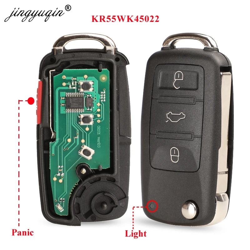 Jingyuqin 10 шт./лот 4 кнопки дистанционного ключа fob 315 МГц 433 для VW Fit Volkswagen Phaeton Touareg 2002