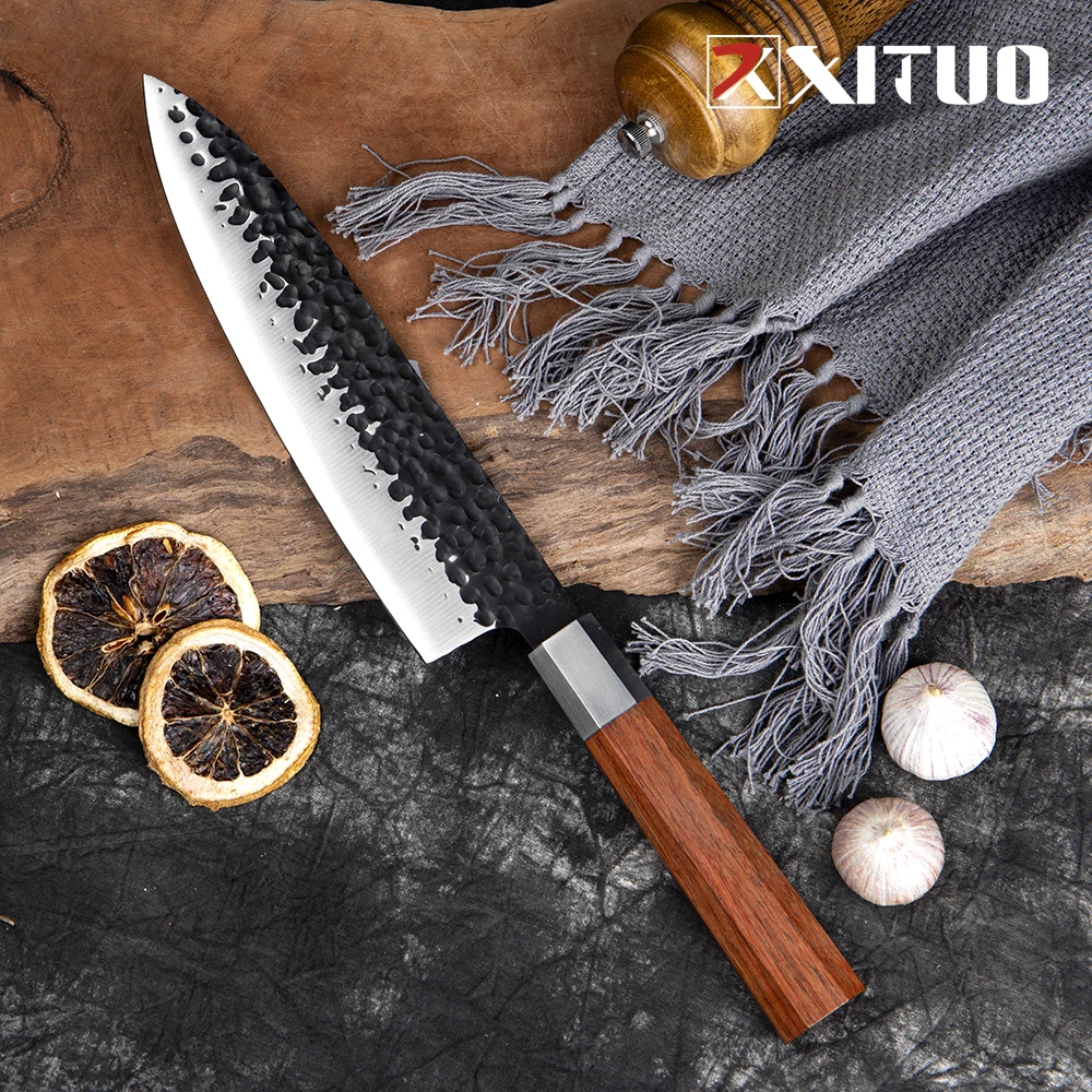 

XITUO Chef Knife High Carbon Steel Handmade Forging Knife Japanese Utility Kiritsuke Filling Knife Home Kitchen Cooking Tools
