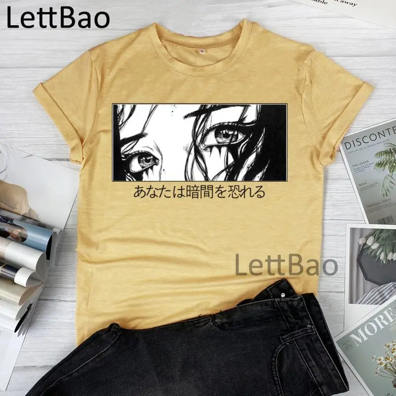 

Cool Eyes Girl Harajuku Women T-shirts Aesthetics Women Summer Short Sleeve Tops Tees Summer Fashion Kawaii Casual T-Shirts