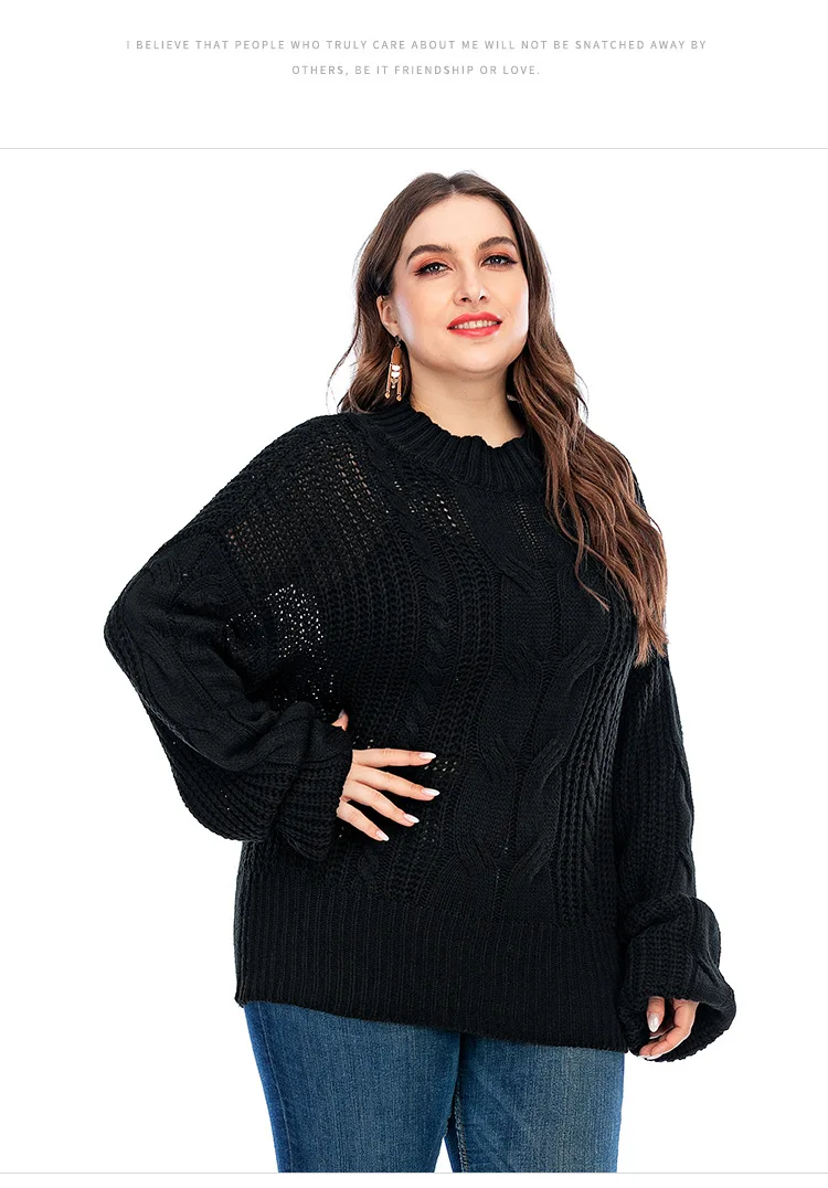 

Donsignet Women's Sweater Fashion Round Neck Pullover Solid Color Loose Large Size Knitted Long Sleeves Sweaters for Women