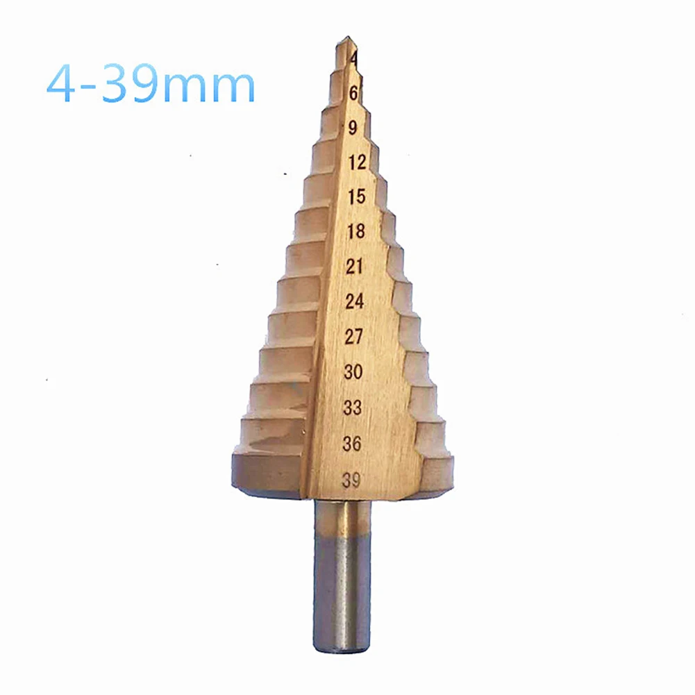 

Straight Groove Pagoda Drill 4-39mm HSS Round Handle Titanium Coated Step Drill Tools Accessories High Speed Steel 11