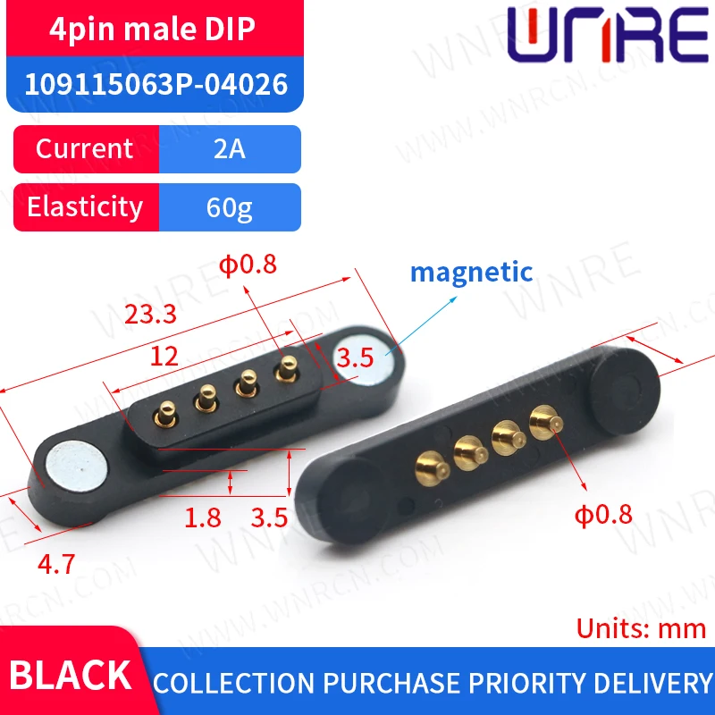 1/2 Pcs 2A Magnetic Pogo Pin Connector 2/4 Positions Pitch 2.5/2.6 MM Spring Loaded Pogopin Male Female Contact Strip | Обустройство