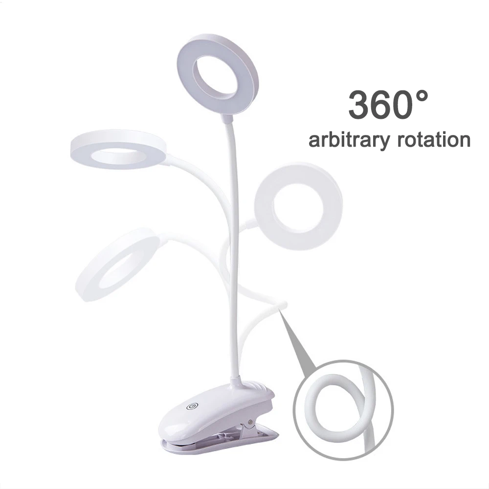 Desk Lamp Portable LED Touch On/Off Switch Eye Protection Clip Table Light 3 Modes Dimmable USB Rechargeable Lights | Освещение