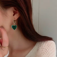 retro drop oil heart shaped earrings fashion small gold ball c ring earrings simple personality earrings for women