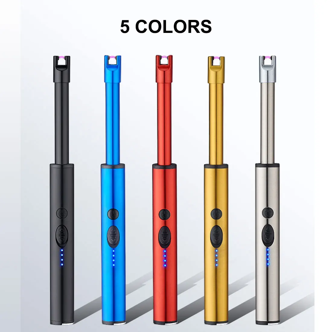 

New light LED USB Electric Rechargeable Long Kitchen Gas Stove Lighter Windproof Plasma Arc Flameless Candle Lighters Outdoor