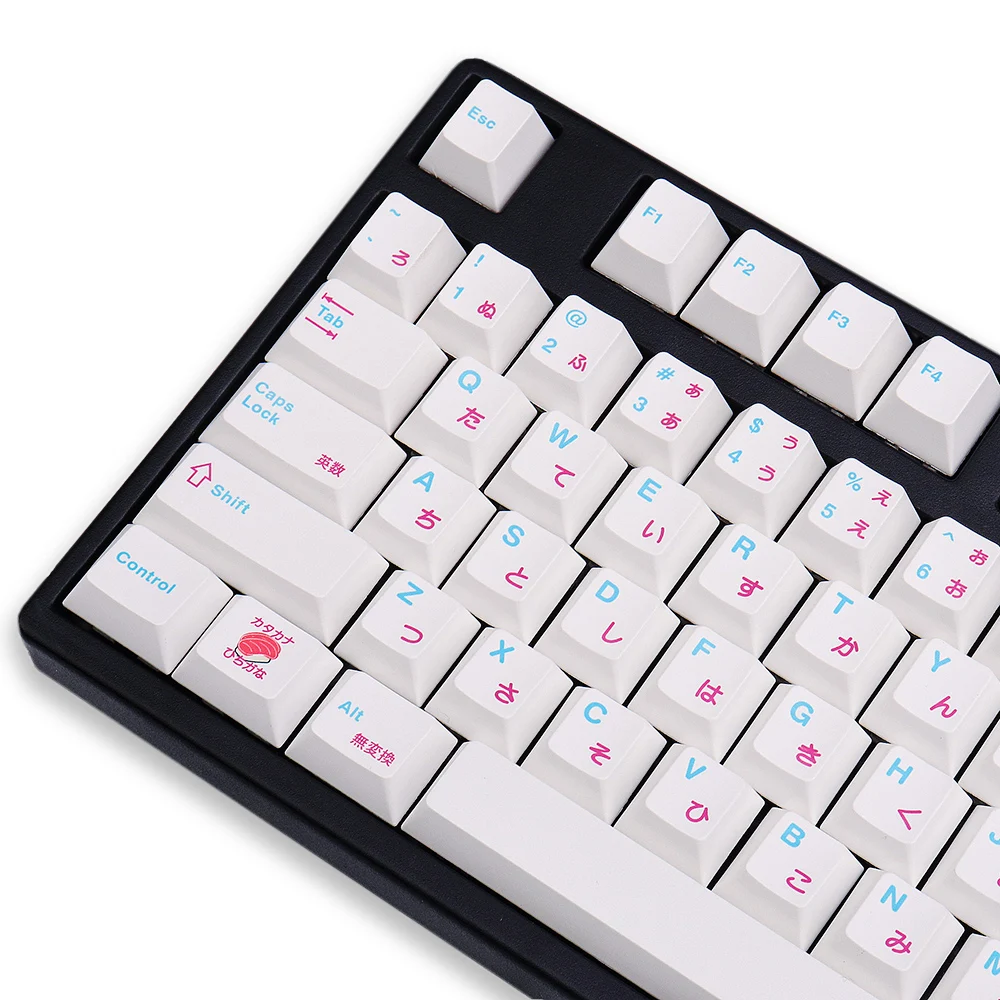 

PBT 135 Keys Cherry Profile DYE-Sub Japanese Keycap Sushi White Theme Minimalist Style Suitable For Mechanical Keyboard