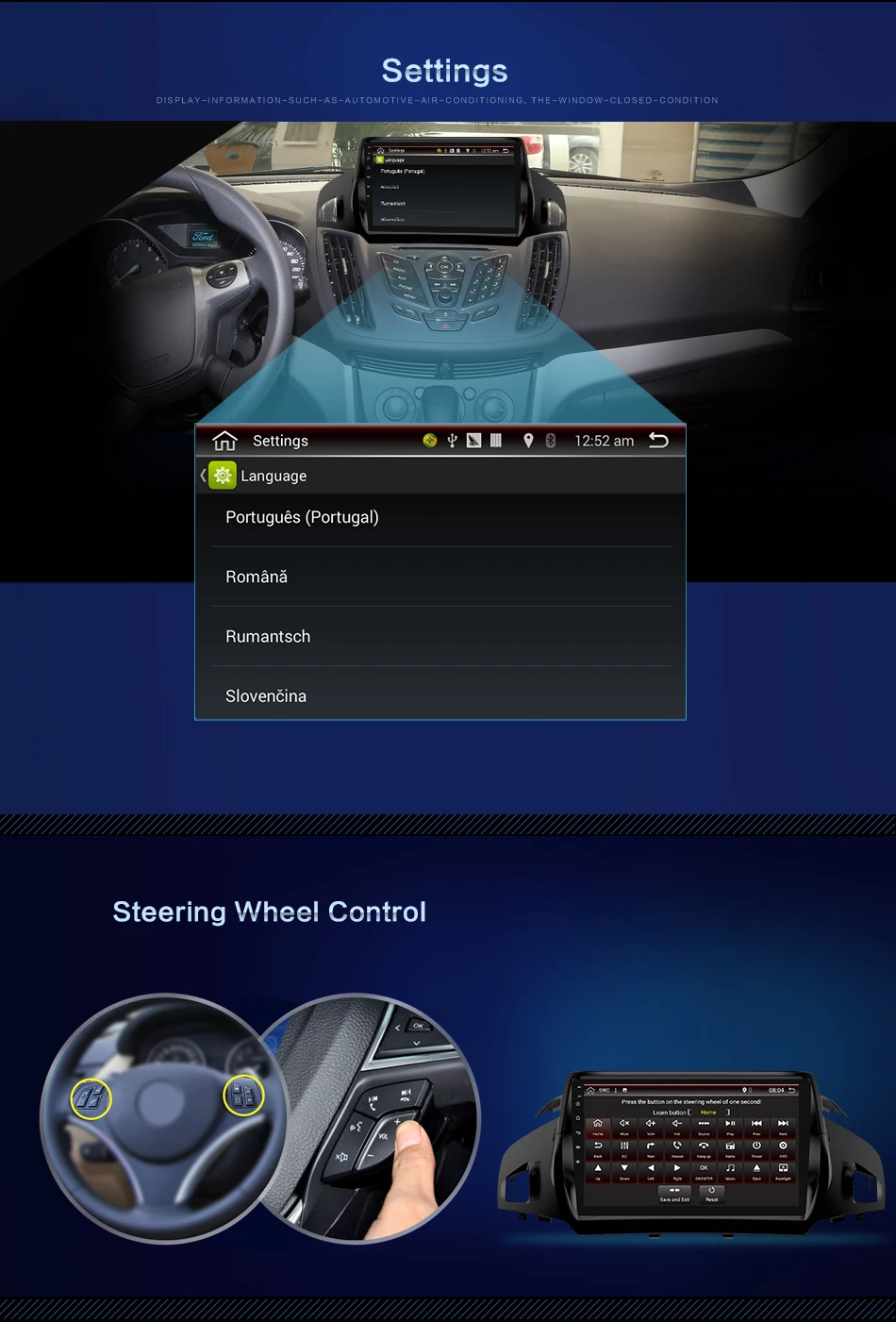 2 din Авторадио автомобиля стерео радио Android 9,0 для Ford Kuga Радио мультимедийный плеер с Wi-Fi Разделенный экран 2G ram 32G rom