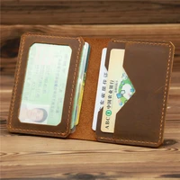 vintage minimalist cow leather credit card wallet and driving license holder id bank cards porte carte cardholder