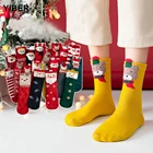 Рождественские носки, женские носки с забавным рисунком Санта-Клауса, рождественской елки