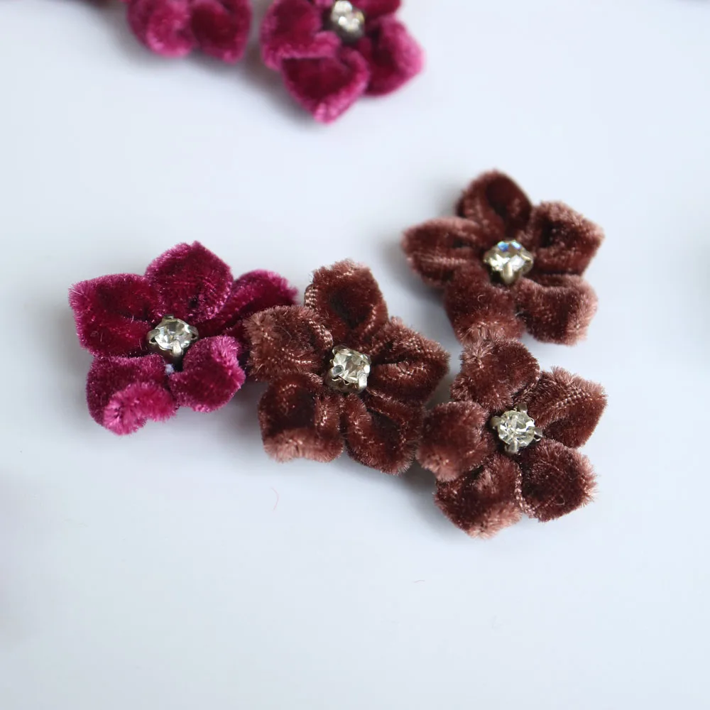 15 шт./лот маленькие бархатные цветы нашивки для одежды сделай сам Пришивные
