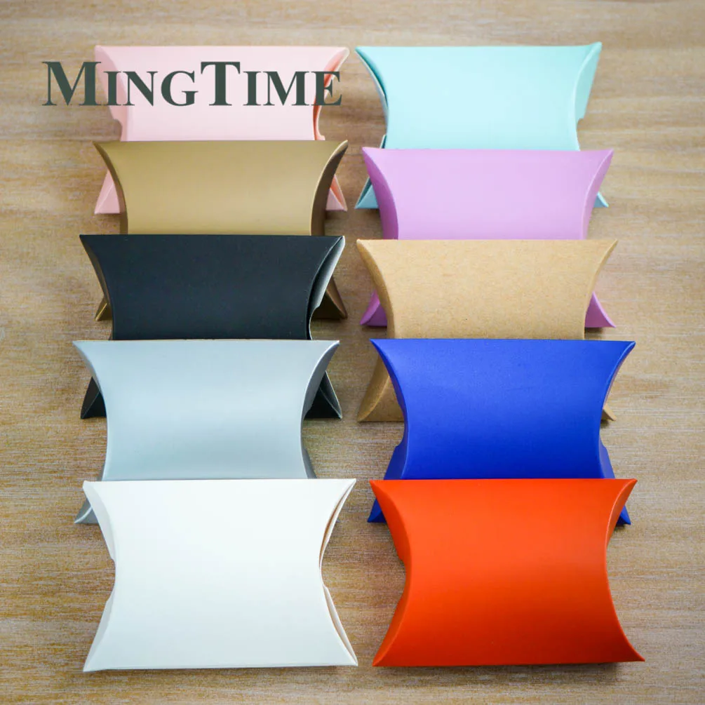 100 шт. коробки для конфет в форме подушки милая Упаковка из крафт-бумаги бумажные