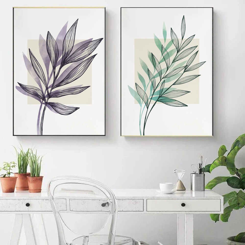 

Canvas Picture Leaves Plant Paintings Nordic Scandinavian Wall Decorations Frameless Wall Art Home Decor Posters and Prints