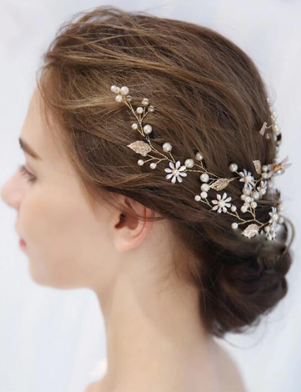 Винтажная Свадебная головная повязка с золотыми листьями и цветочным узором