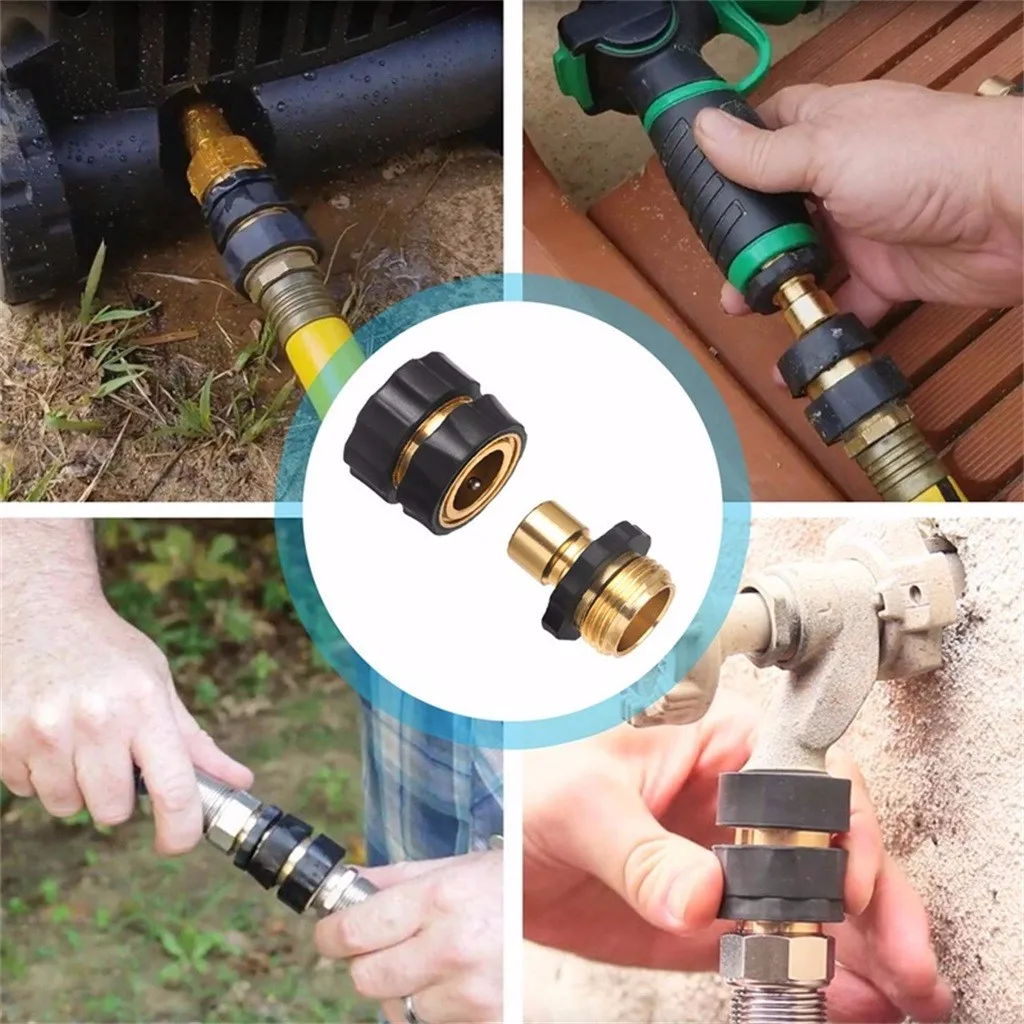 

3/4 Inch Garden Hose Fitting Quick Connector Male and Female Set, 2 Set
