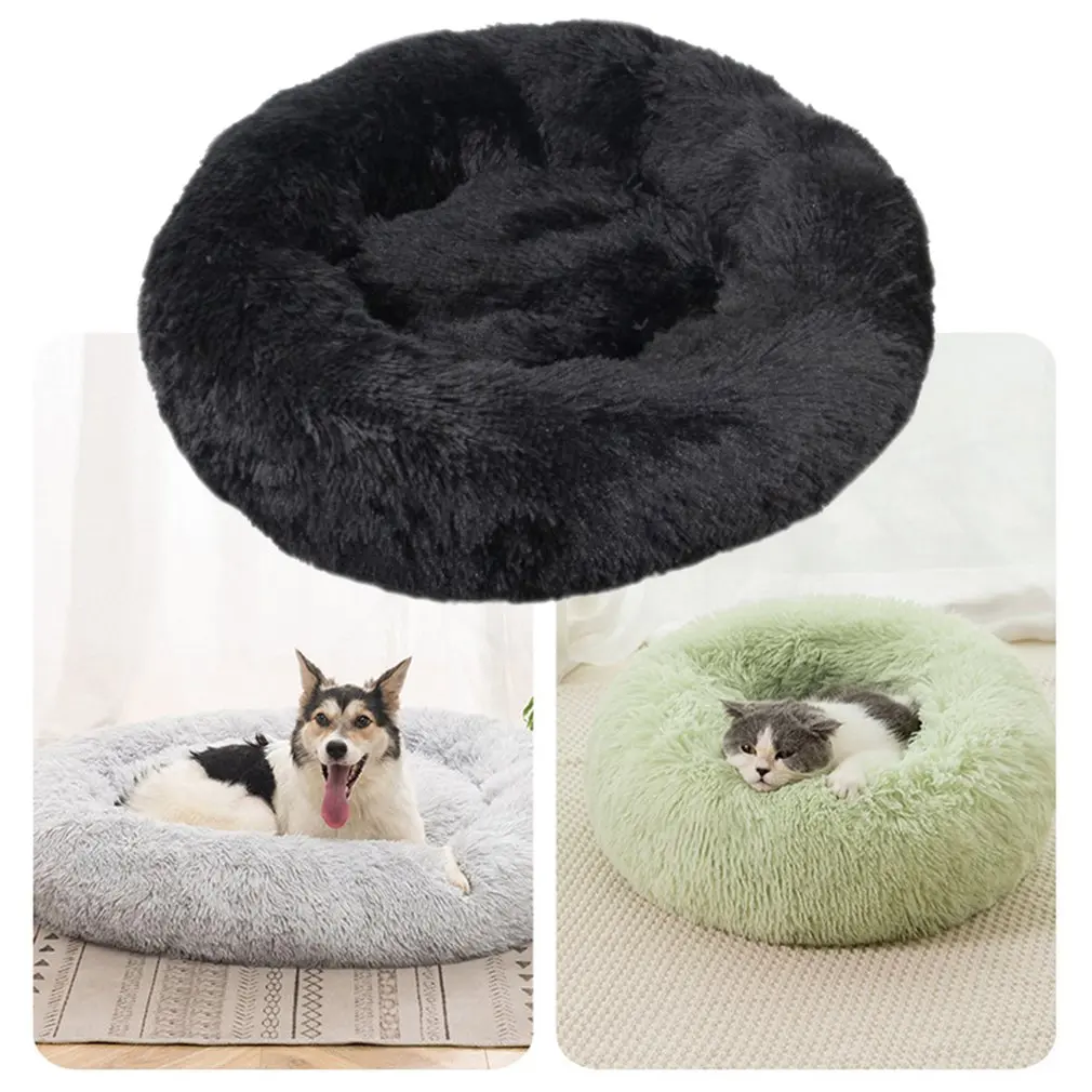

Round Cat Beds House Soft Long Plush Best Pet Dog Bed For Dogs Basket Pet Products Cushion Cat Bed Cat Mat Animals Sleeping Sofa