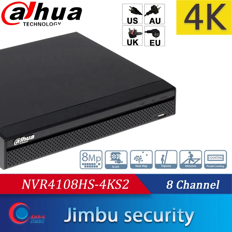 Dahua NVR 4K видео рекордер 8ch p2p NVR4108HS-4KS2 H.265 до 8MP Разрешение HDMI/VGA одновременный видеовыход