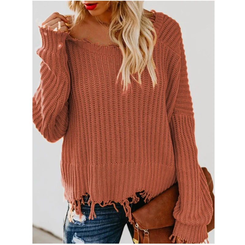 Женские свитера модный осенний свитер 2020 женский сексуальный корейский вязаный