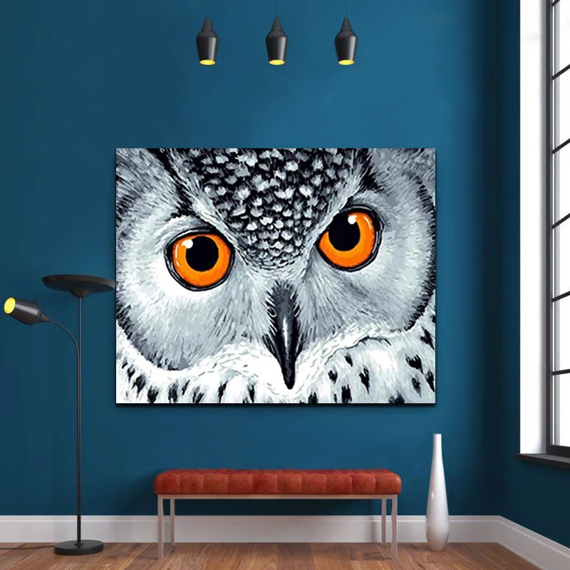 DIY картинки для раскраски по номерам с птицей Минервы Рисование картины