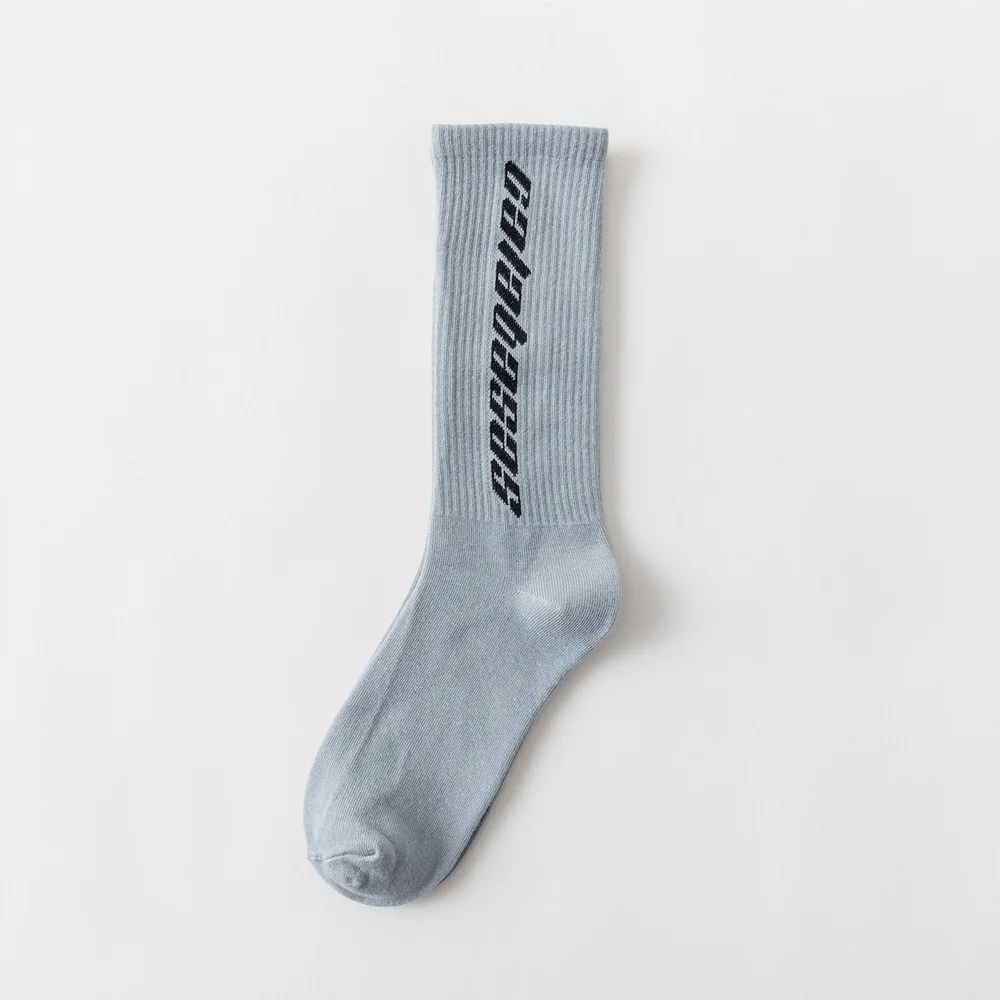 Высокое качество хлопок хип-хоп Kanye Calabasas носки в мужских носках скейтборд модные буквы женские уличные брендовые Носки Спортивные Meias - Цвет: Серый