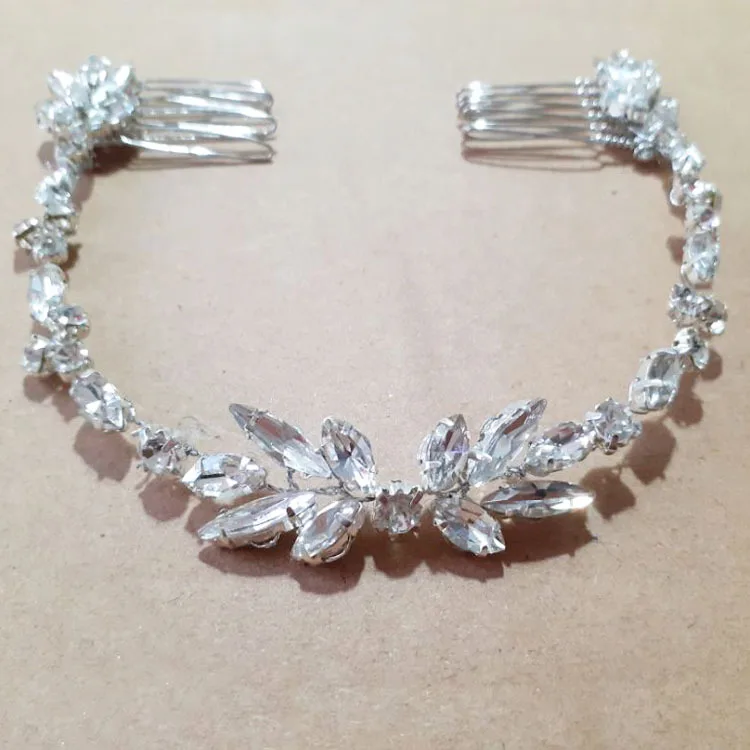 EGTS601 silver Золотистые Серебристые повязки для волос, ювелирные изделия для волос, жемчужные кристаллы, свадебные диадемы, головной убор, свадебные аксессуары для волос, подарок - Окраска металла: EGTS601 silver