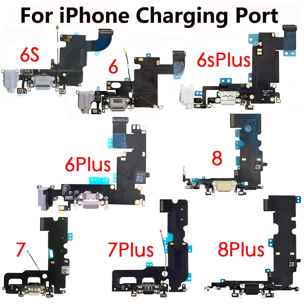 

High Quality Charging Port Dock Flex Cable For 6 6Plus 6s 6splus 7 7Plus 8 8Plus With Microphone And Signal Antenna Repair Parts