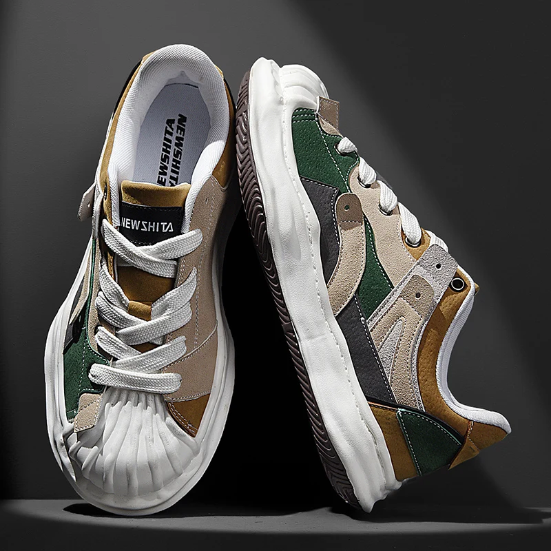 

Кроссовки из микрофибры и кожи для мужчин и женщин, растворимые Нескользящие, в стиле ретро