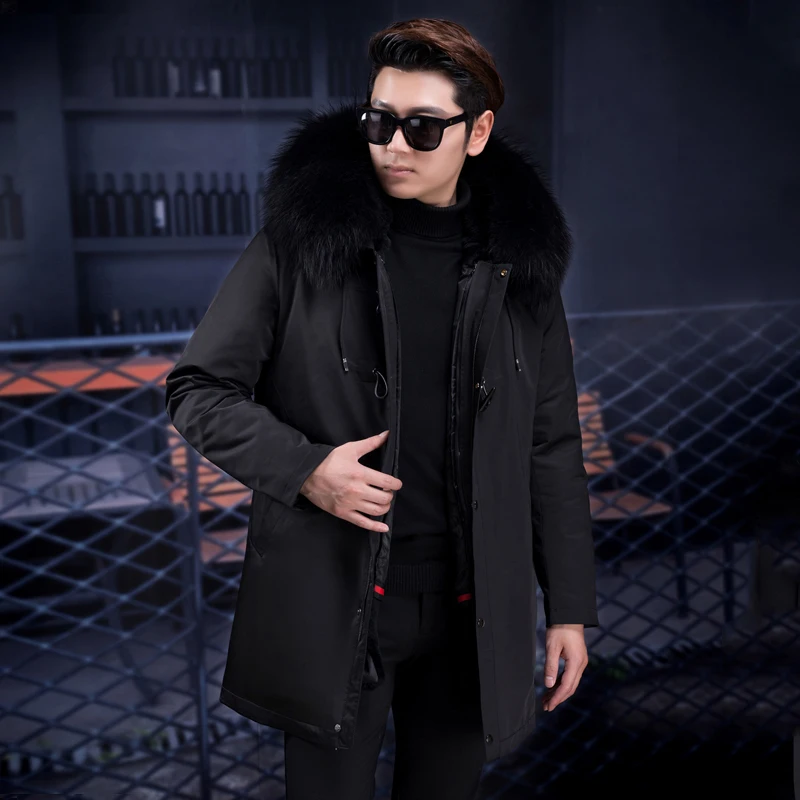 Новинка Модные мужские куртки из натурального меха кролика пальто парка с