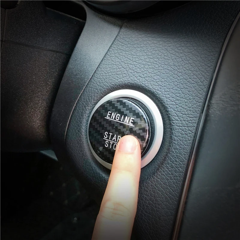 Наклейка на кнопку зажигания из углеродного волокна для автомобилей Mercedes Benz C-class
