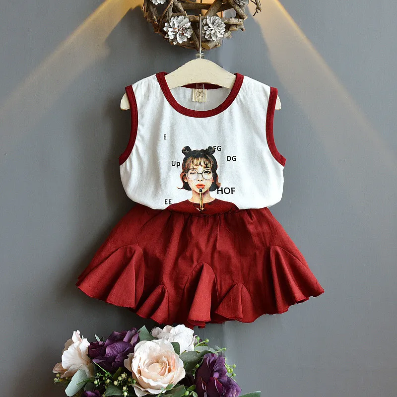 Комплекты для девочек лето 2021 хлопковая футболка с коротким рукавом и мультяшным