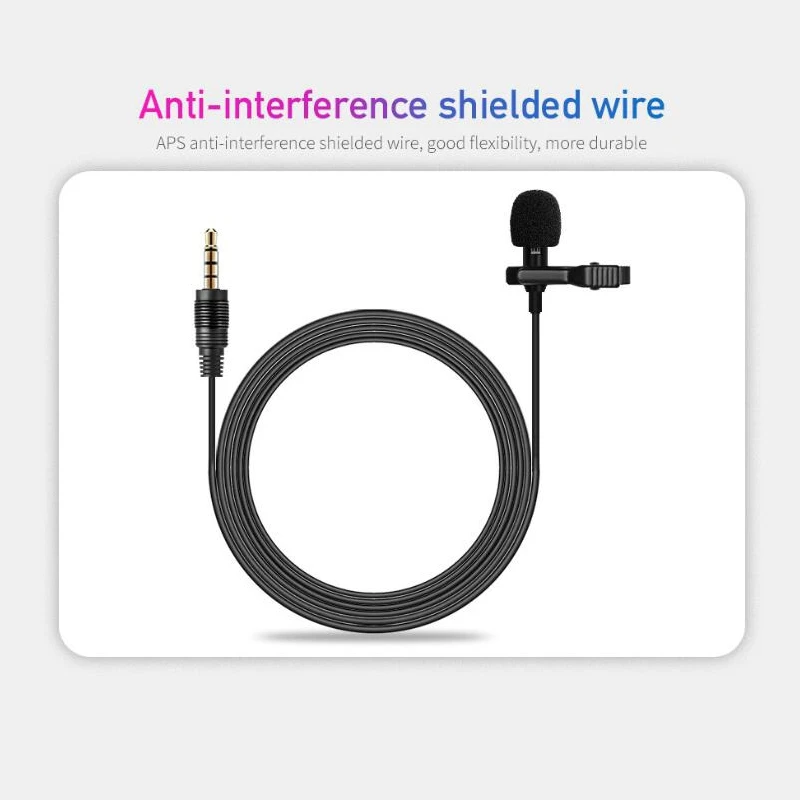 Lavalier отворот микрофон клип на рубашка воротник Mic 1 5 м для iPhone Huawei Sumsang YouTube видео