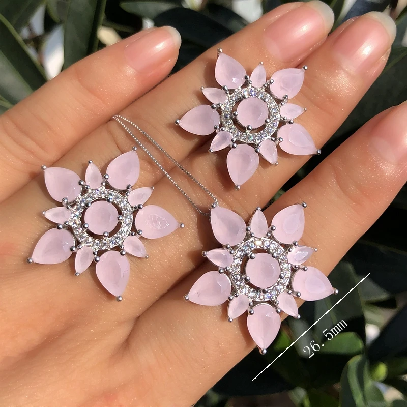 Роскошный комплект ювелирных изделий с большим цветком серьги гвоздики