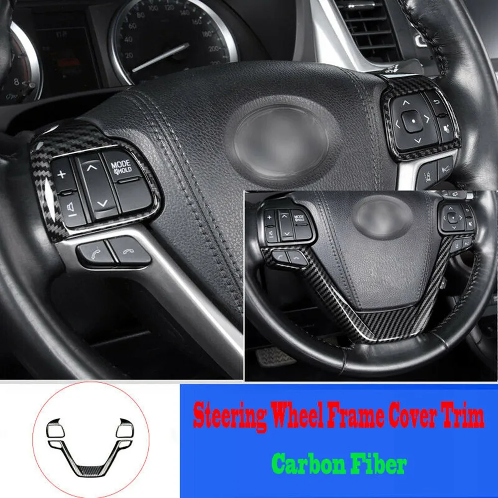 

High Quality ABS Cover Trim 3x Carbon Fiber Steering Wheel Frame Cover Trim For Toyota Highlander 2015-2019